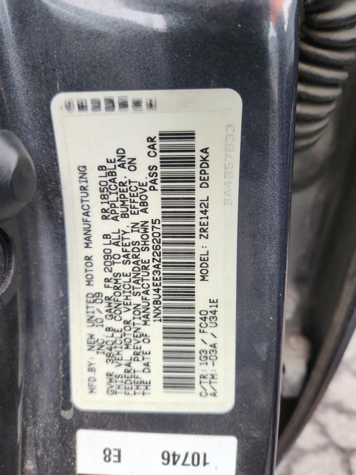 2010 Toyota Corolla Base VIN: 1NXBU4EE3AZ262075 Lot: 85192215