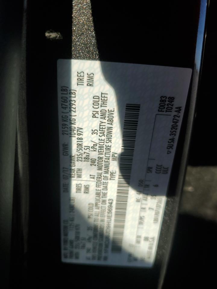 2017 Ford Escape Titanium VIN: 1FMCU9JD9HUE56943 Lot: 86434385