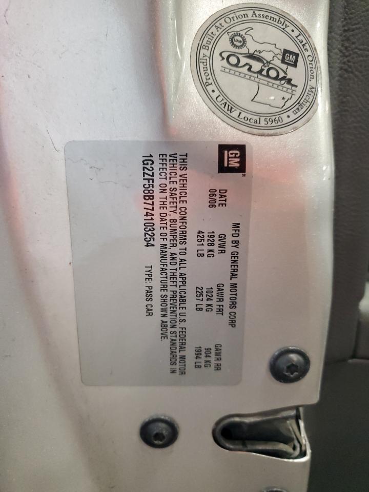 2007 Pontiac G6 Value Leader VIN: 1G2ZF58B774103254 Lot: 89705745