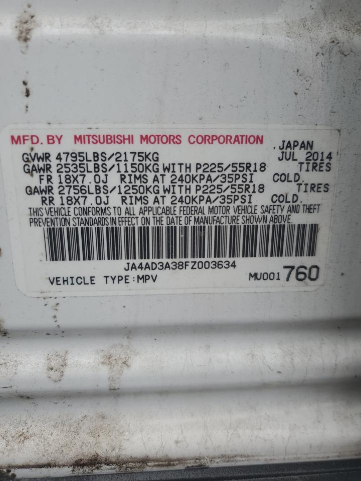 2015 Mitsubishi Outlander Se VIN: JA4AD3A38FZ003634 Lot: 90131225