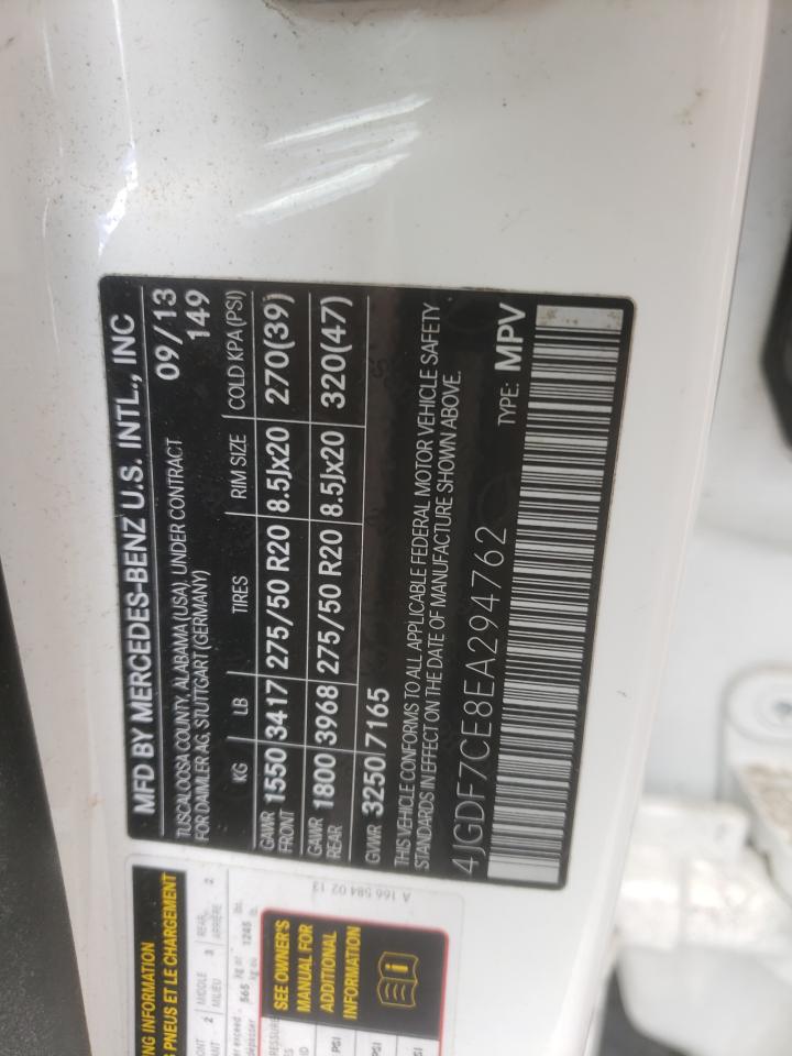 2014 Mercedes-Benz Gl 450 4Matic VIN: 4JGDF7CE8EA294762 Lot: 85281985