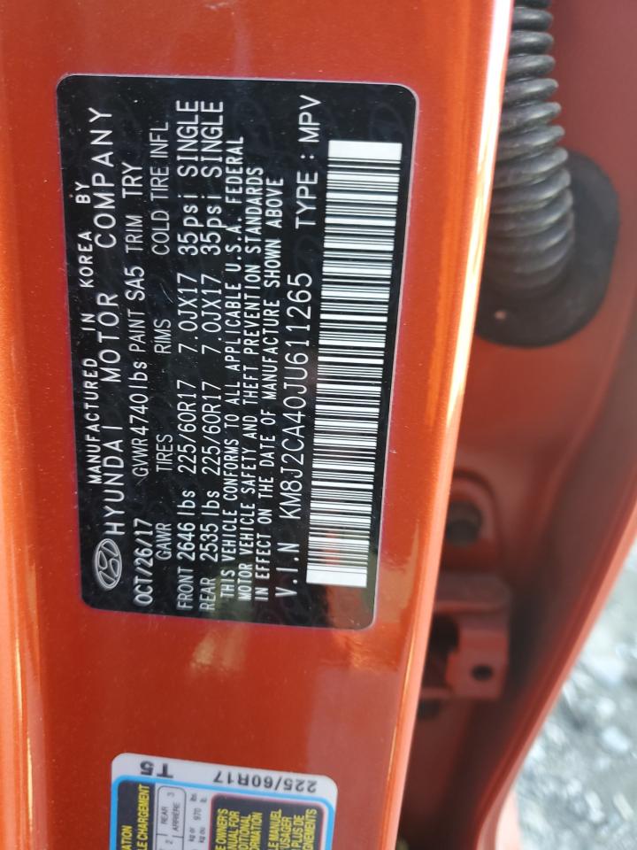 2018 Hyundai Tucson Se VIN: KM8J2CA40JU611265 Lot: 85830135