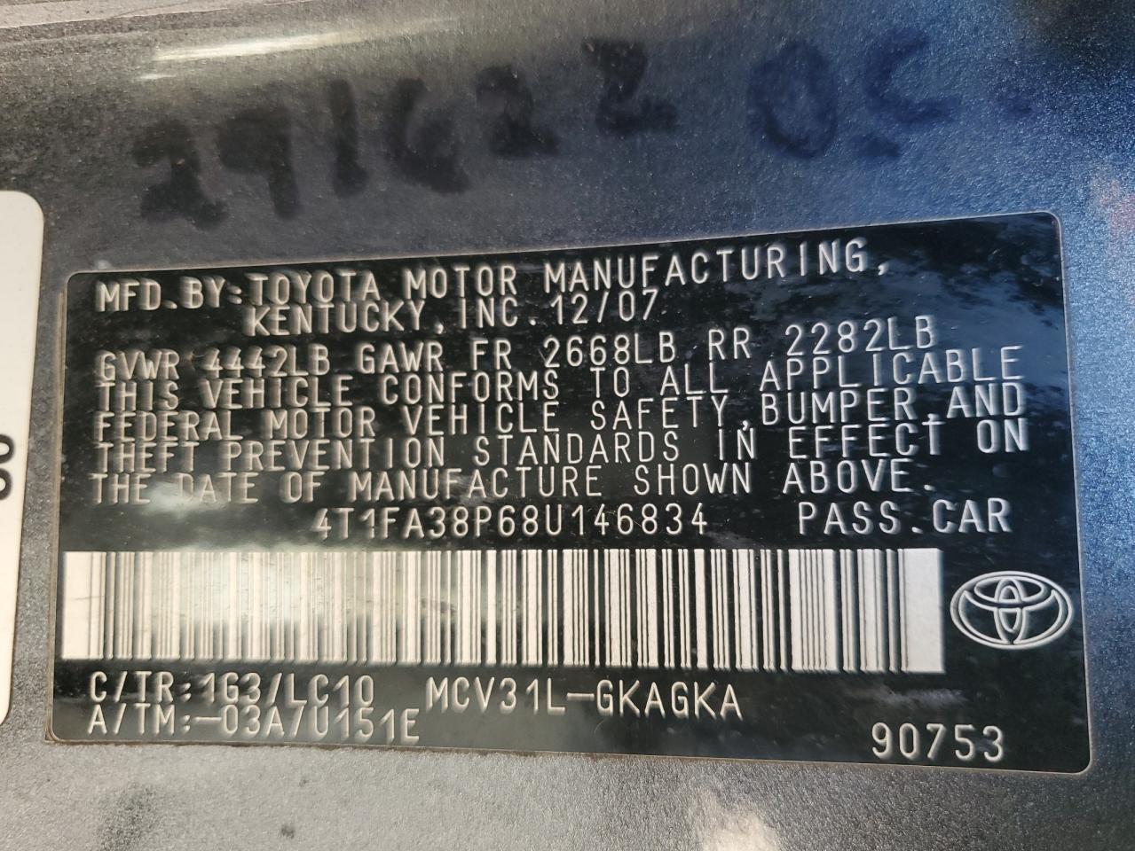 2008 Toyota Camry Solara Se VIN: 4T1FA38P68U146834 Lot: 85092935