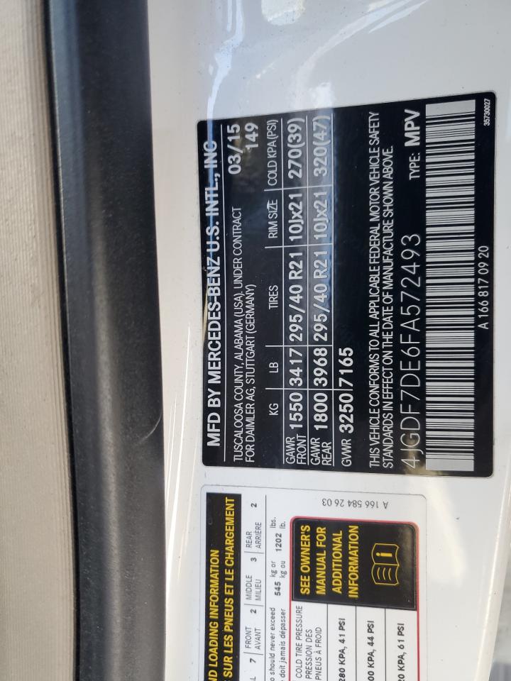 2015 Mercedes-Benz Gl 550 4Matic VIN: 4JGDF7DE6FA572493 Lot: 89917995