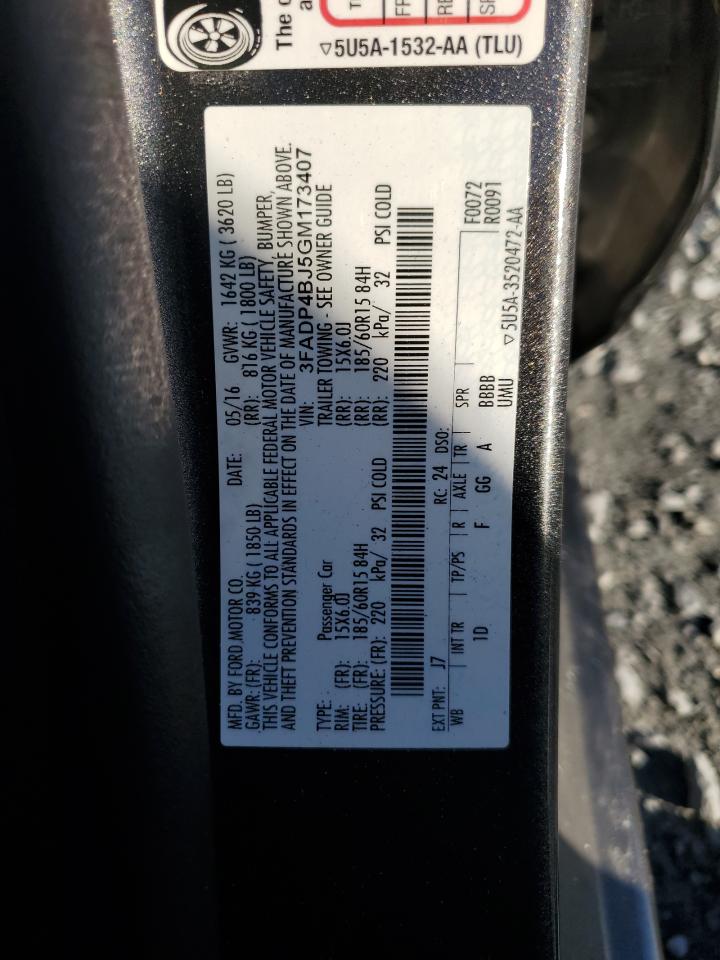 2016 Ford Fiesta Se VIN: 3FADP4BJ5GM173407 Lot: 82288045