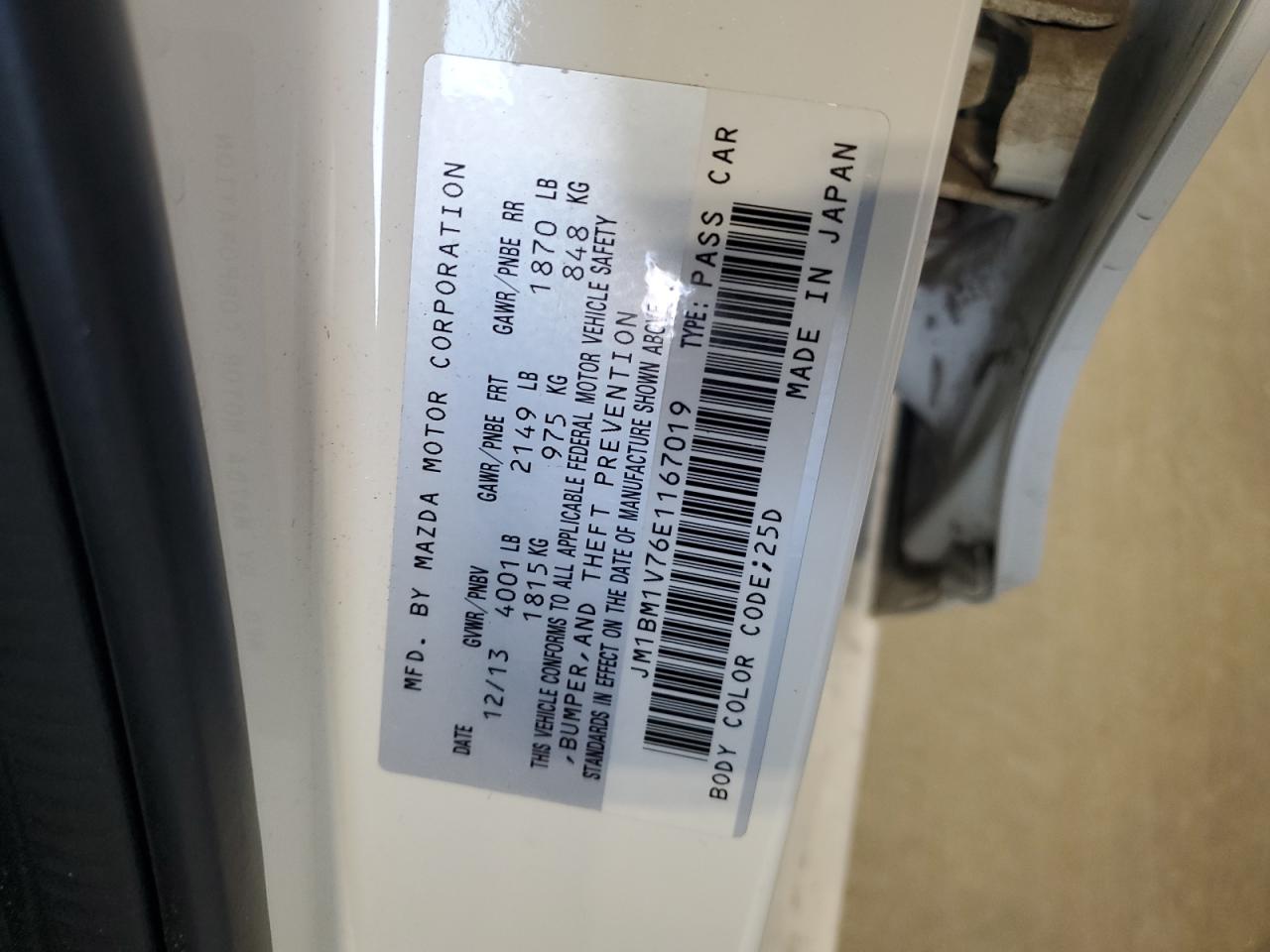 2014 Mazda 3 Touring VIN: JM1BM1V76E1167019 Lot: 82722905