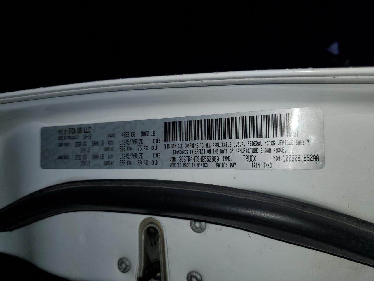 2017 Ram 2500 St VIN: 3C6TR4HT9HG552880 Lot: 89501305