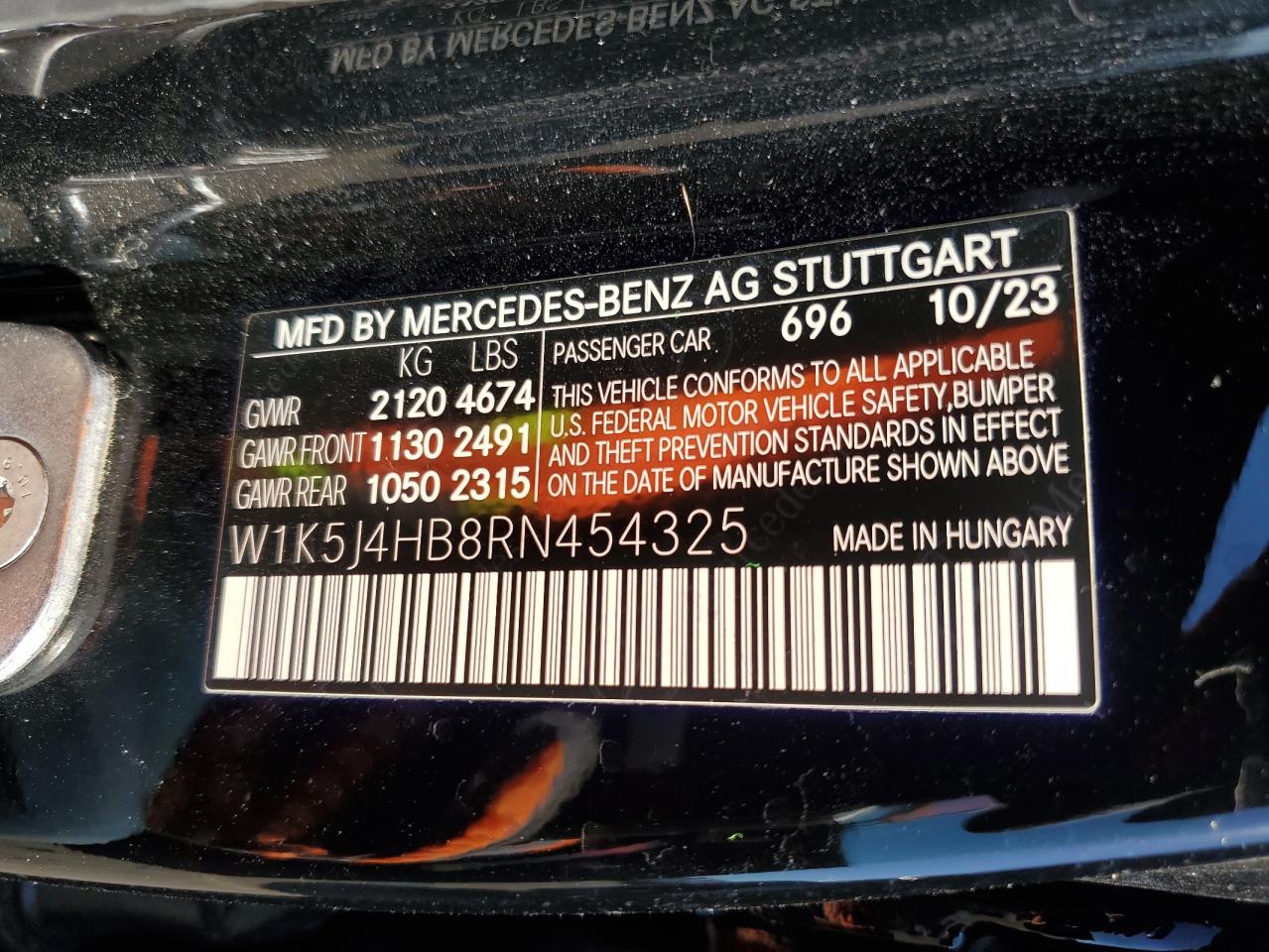 2024 Mercedes-Benz Cla 250 4Matic VIN: W1K5J4HB8RN454325 Lot: 82258795