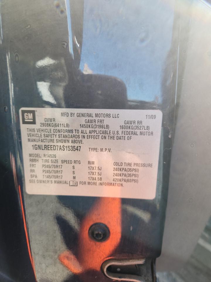 2010 Chevrolet Traverse Ls VIN: 1GNLREED7AS153547 Lot: 85550365