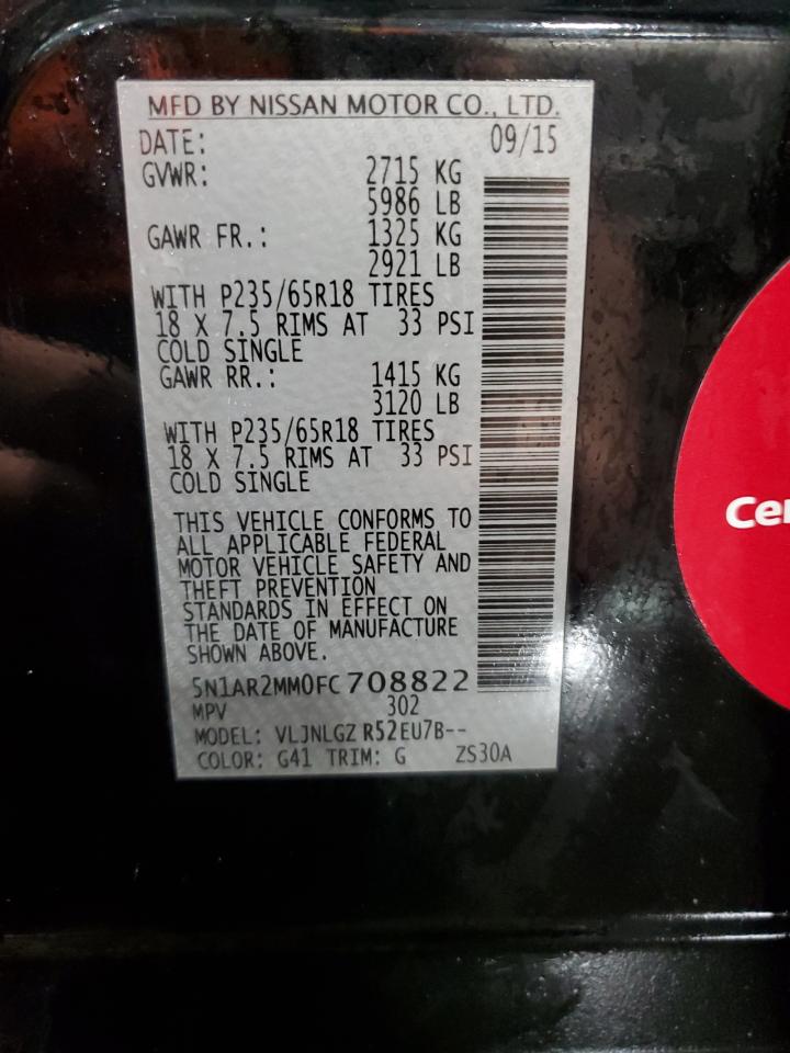 2015 Nissan Pathfinder S VIN: 5N1AR2MM0FC708822 Lot: 85268145