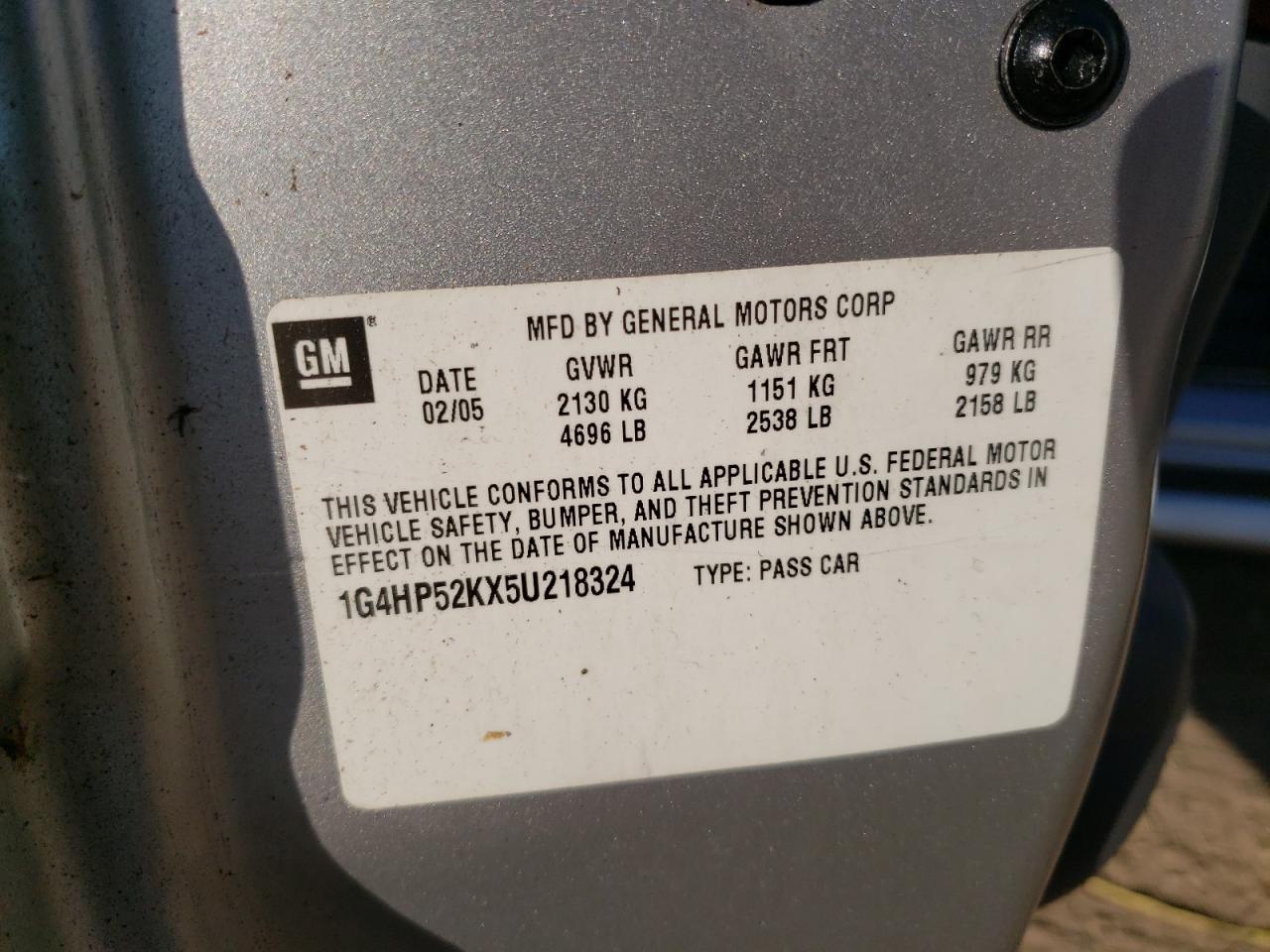 2005 Buick Lesabre Custom VIN: 1G4HP52KX5U218324 Lot: 82183025