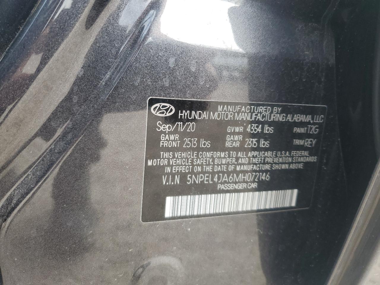 2021 Hyundai Sonata Sel VIN: 5NPEL4JA6MH072146 Lot: 82402265