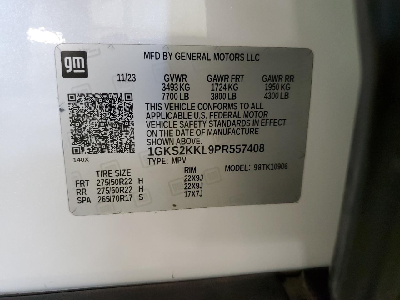 2023 GMC Yukon Xl Denali Ultimate VIN: 1GKS2KKL9PR557408 Lot: 86797575