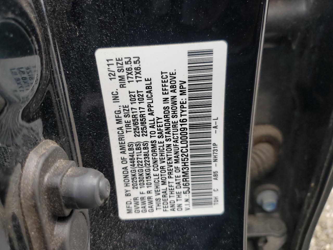 2012 Honda Cr-V Ex VIN: 5J6RM3H52CL000916 Lot: 85700465