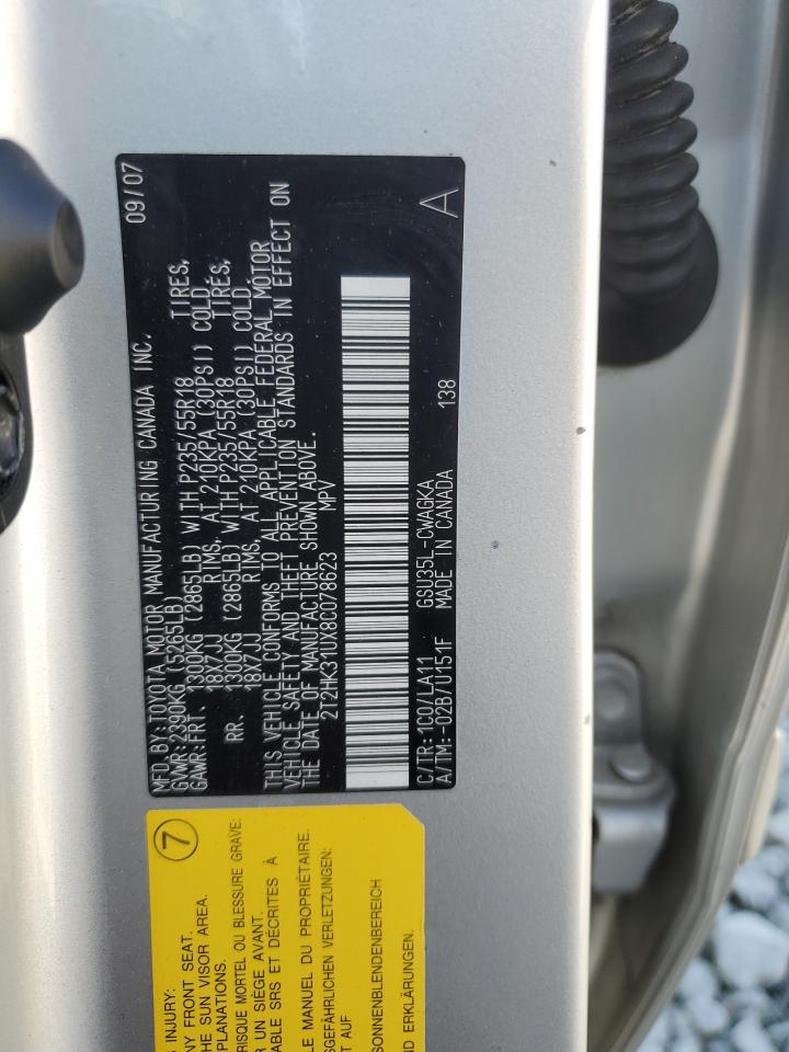 2008 Lexus Rx 350 VIN: 2T2HK31UX8C078623 Lot: 90889175