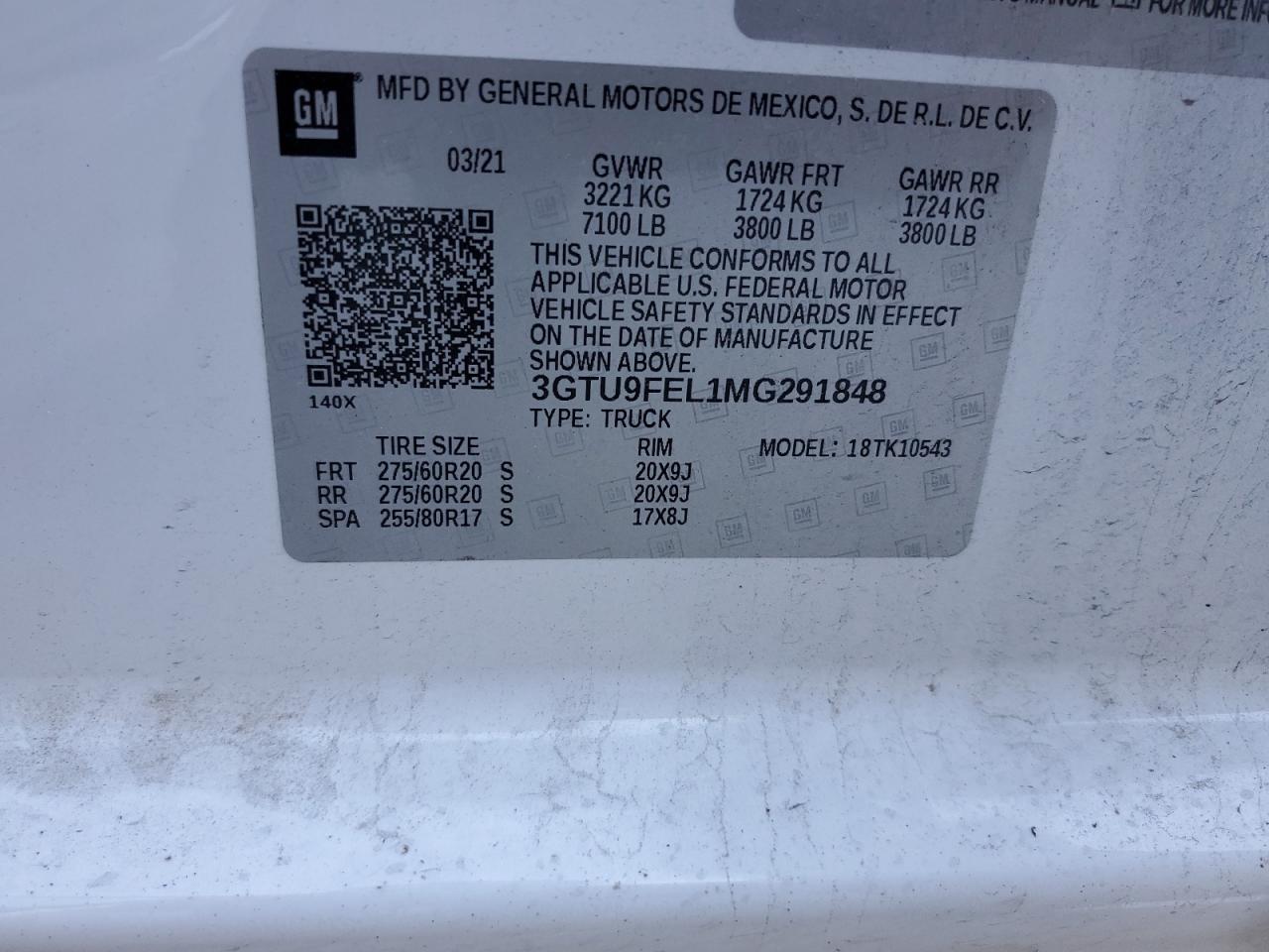 2021 GMC Sierra K1500 Denali VIN: 3GTU9FEL1MG291848 Lot: 82265815