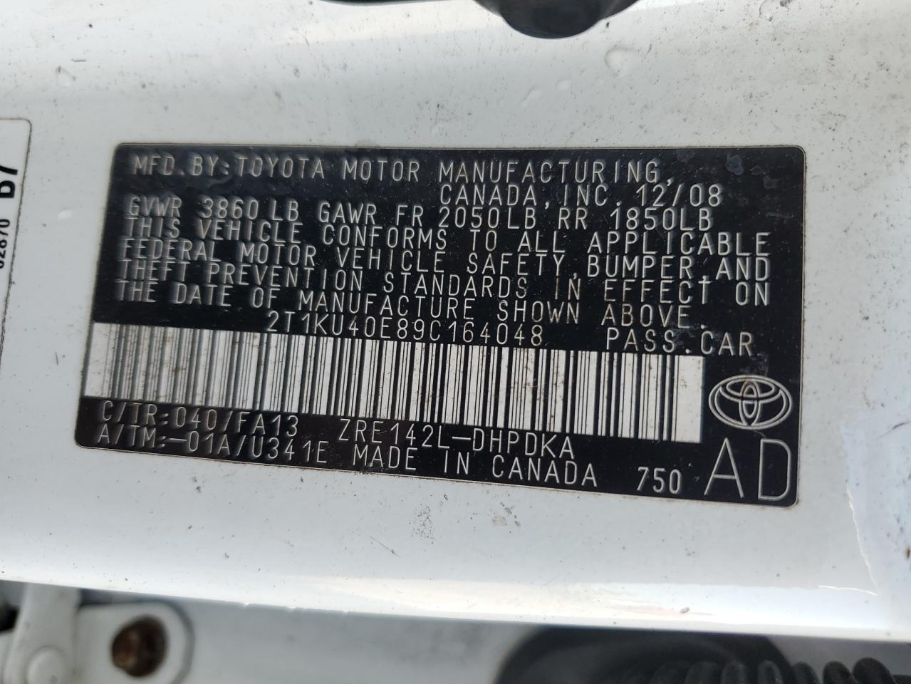 2009 Toyota Corolla Matrix VIN: 2T1KU40E89C164048 Lot: 85831215