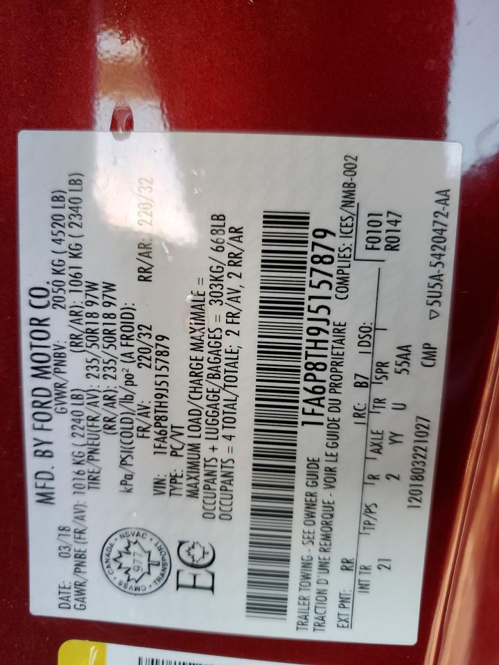 2018 Ford Mustang VIN: 1FA6P8TH9J5157879 Lot: 87424265