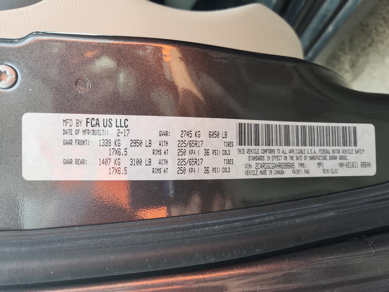 2017 Dodge Grand Caravan Sxt VIN: 2C4RDGCGXHR699605 Lot: 82428845