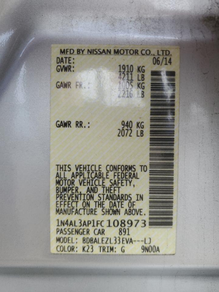 2015 Nissan Altima 2.5 VIN: 1N4AL3AP1FC108973 Lot: 84477705