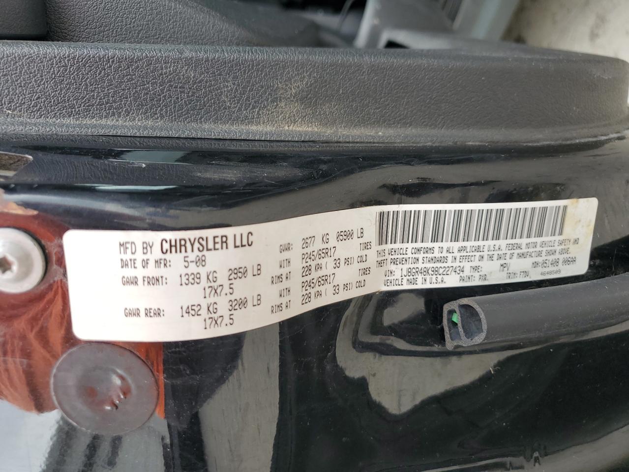 2008 Jeep Grand Cherokee Laredo VIN: 1J8GR48K98C227434 Lot: 85652225