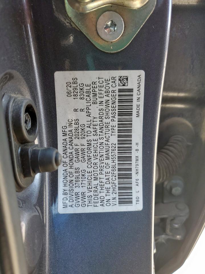 2020 Honda Civic Lx VIN: 2HGFC2F68LH557622 Lot: 85836765