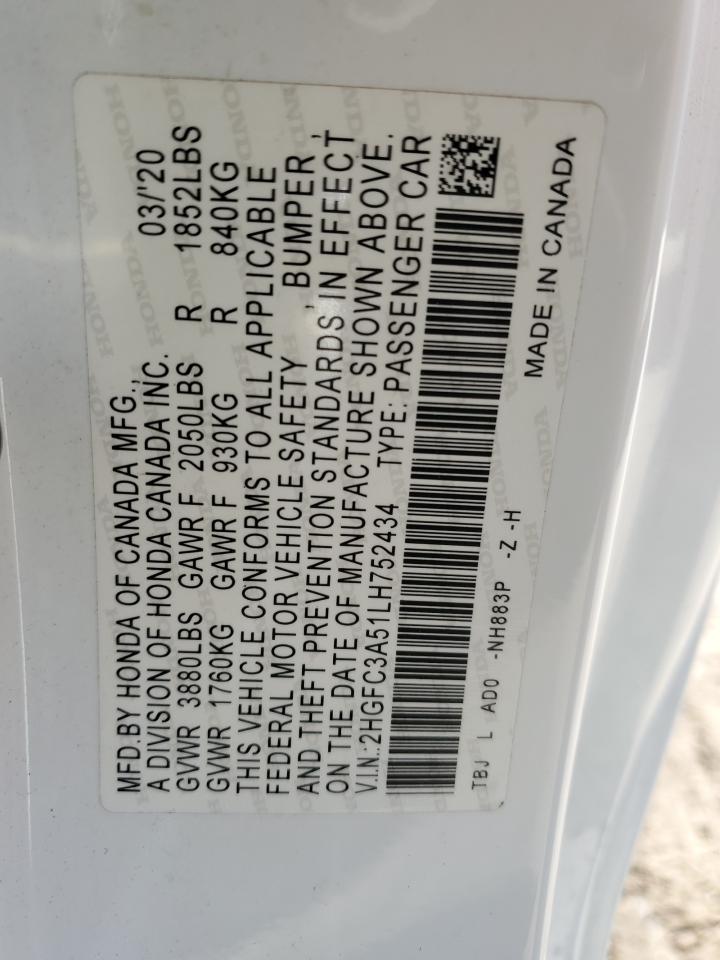 2020 Honda Civic Si VIN: 2HGFC3A51LH752434 Lot: 84783165