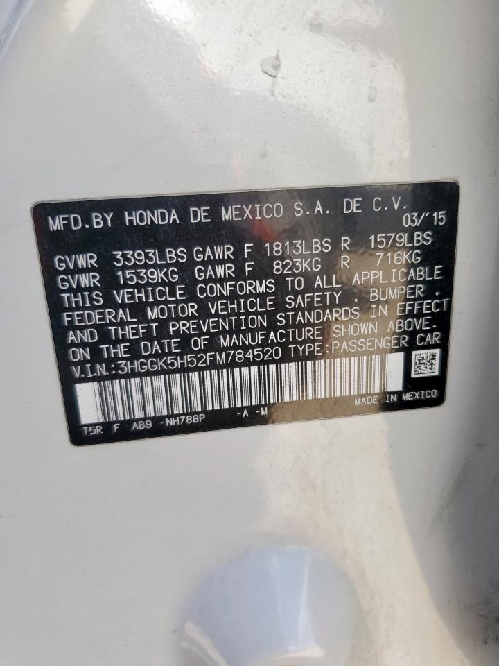 2015 Honda Fit Lx VIN: 3HGGK5H52FM784520 Lot: 85327095