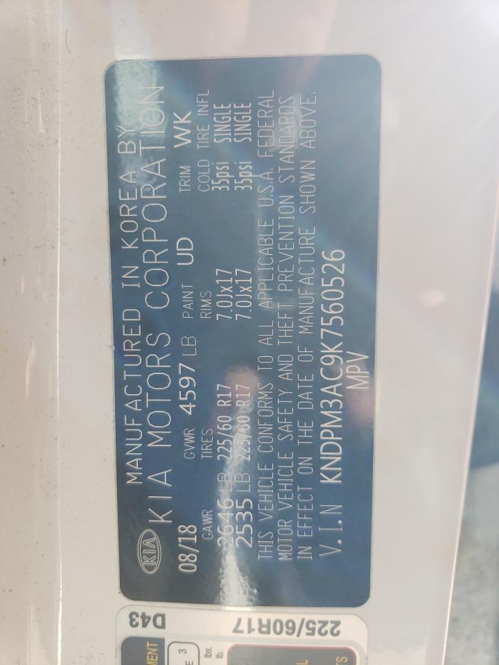 2019 Kia Sportage Lx VIN: KNDPM3AC9K7560526 Lot: 89509045