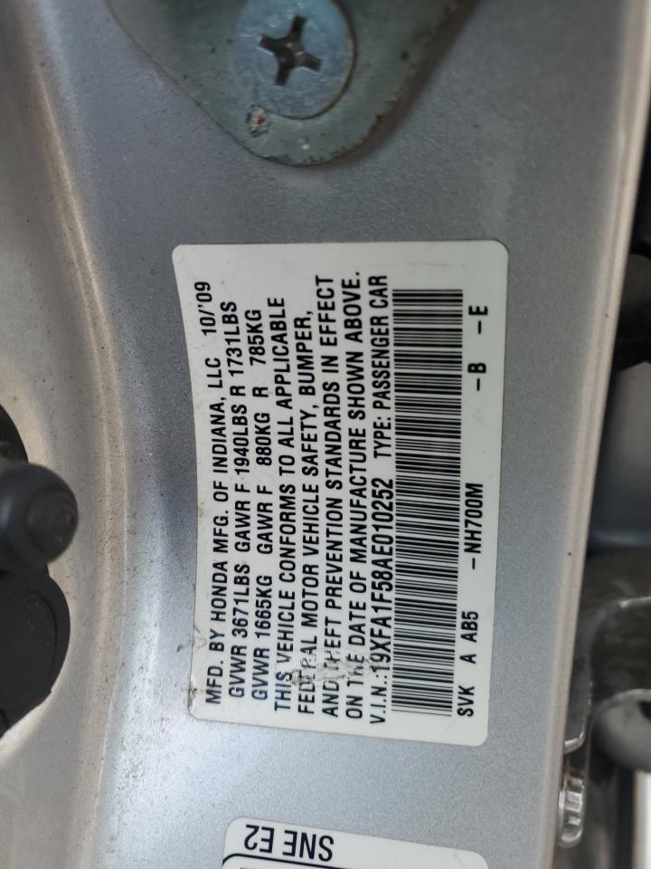 2010 Honda Civic Lx VIN: 19XFA1F58AE010252 Lot: 85711505