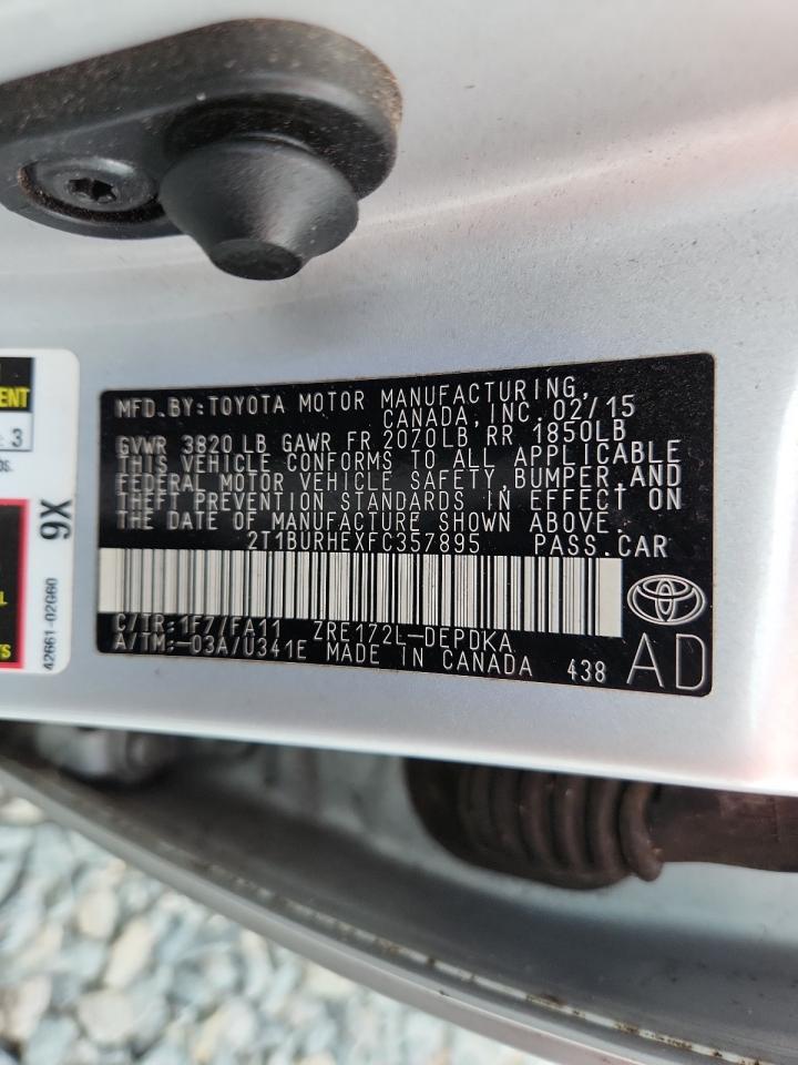 2015 Toyota Corolla L VIN: 2T1BURHEXFC357895 Lot: 85281395