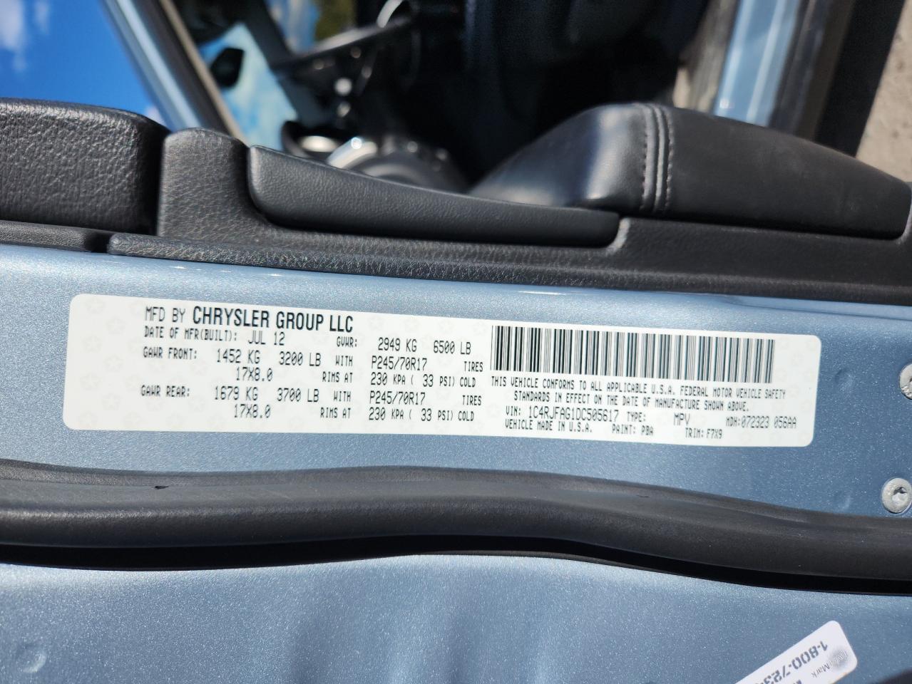 2013 Jeep Grand Cherokee Laredo VIN: 1C4RJFAG1DC505617 Lot: 82224245