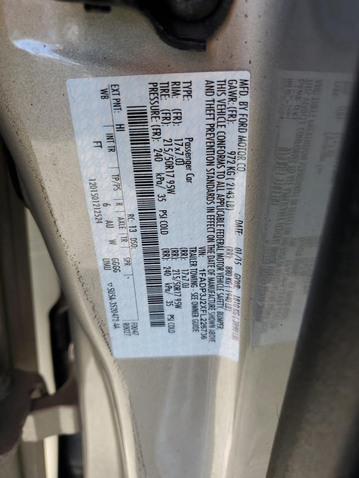 2015 Ford Focus Titanium VIN: 1FADP3J2XFL226736 Lot: 84420675