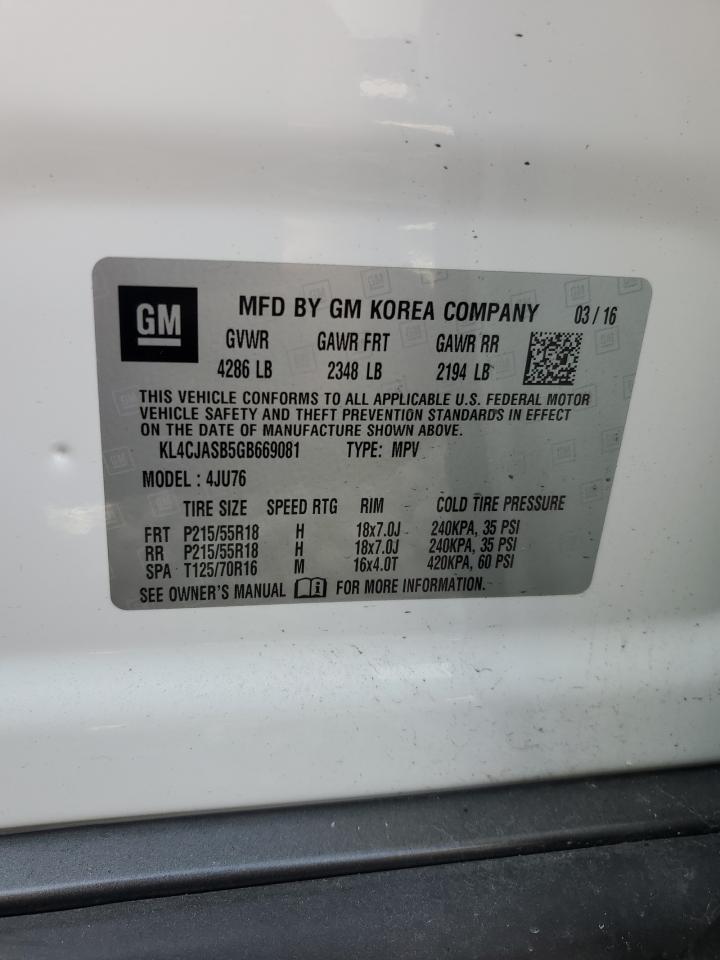 2016 Buick Encore VIN: KL4CJASB5GB669081 Lot: 85482635