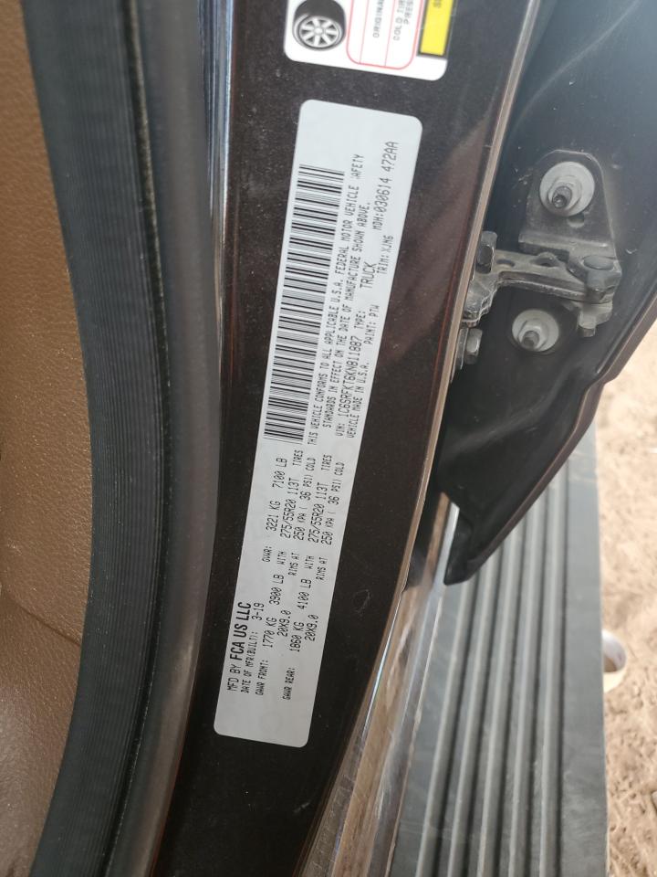 2019 Ram 1500 Longhorn VIN: 1C6SRFKT6KN811887 Lot: 85364265