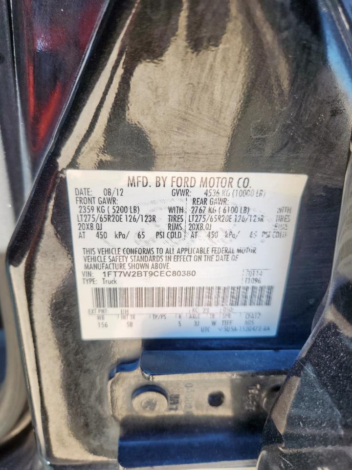 2012 Ford F250 Super Duty VIN: 1FT7W2BT9CEC80380 Lot: 86312185