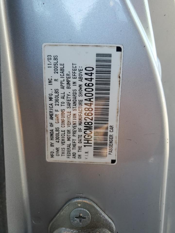 2004 Honda Accord Ex VIN: 1HGCM82684A006440 Lot: 84961355