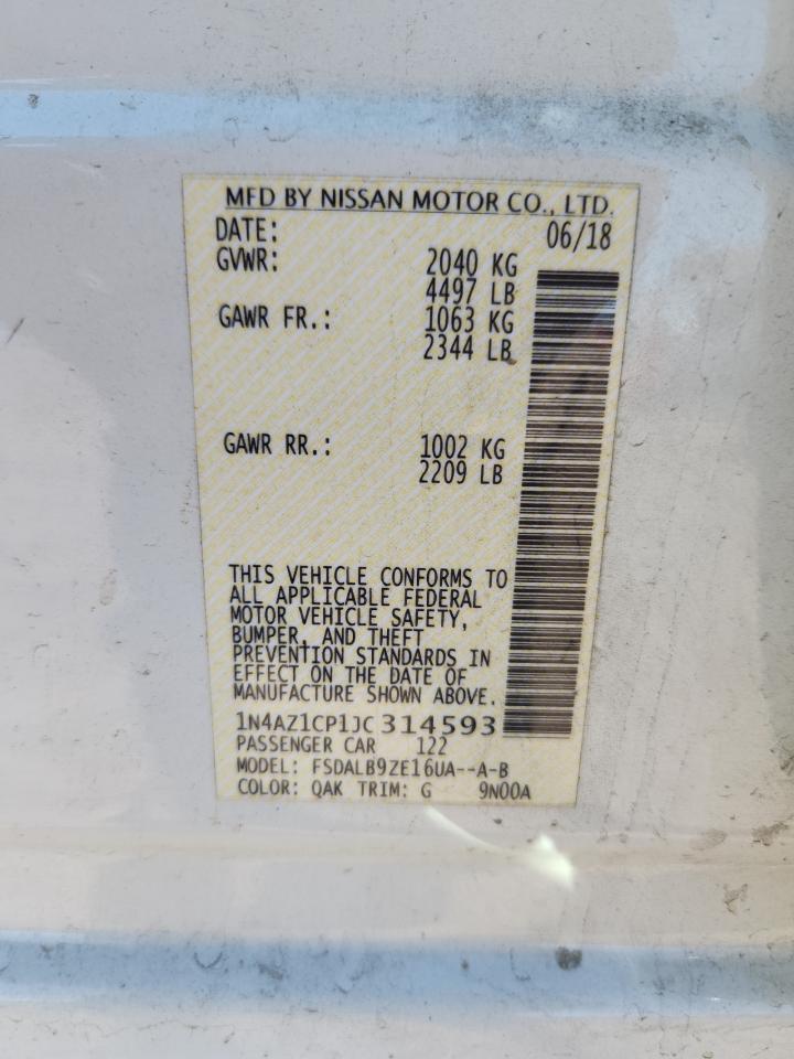 2018 Nissan Leaf S VIN: 1N4AZ1CP1JC314593 Lot: 89926865