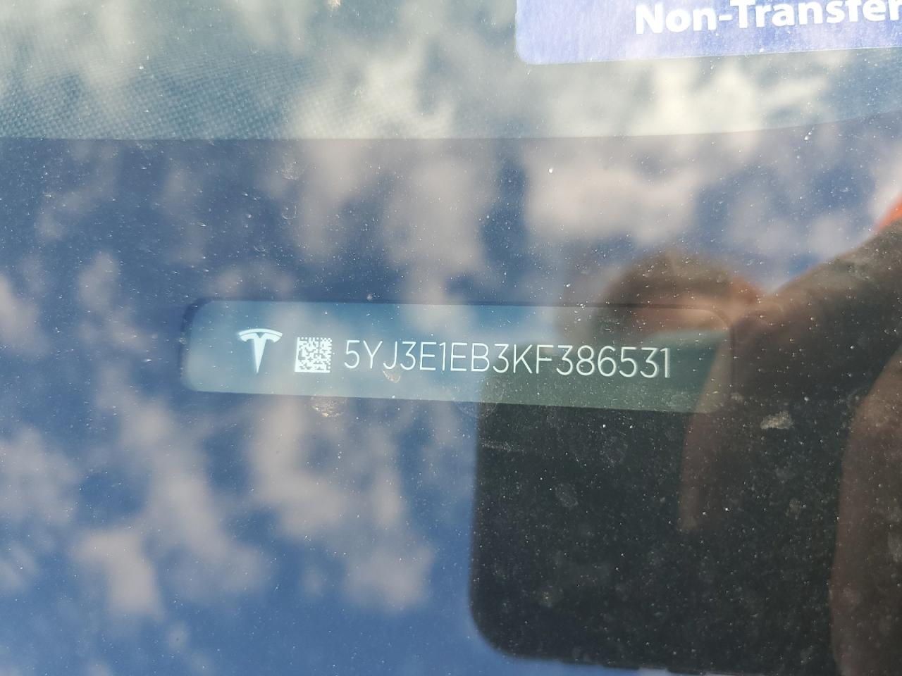 2019 Tesla Model 3 VIN: 5YJ3E1EB3KF386531 Lot: 85487245