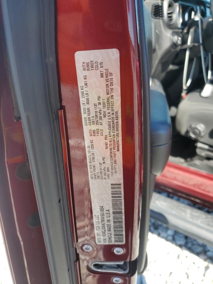 2021 Jeep Wrangler Sport VIN: 1C4GJXAN7MW651854 Lot: 82452175