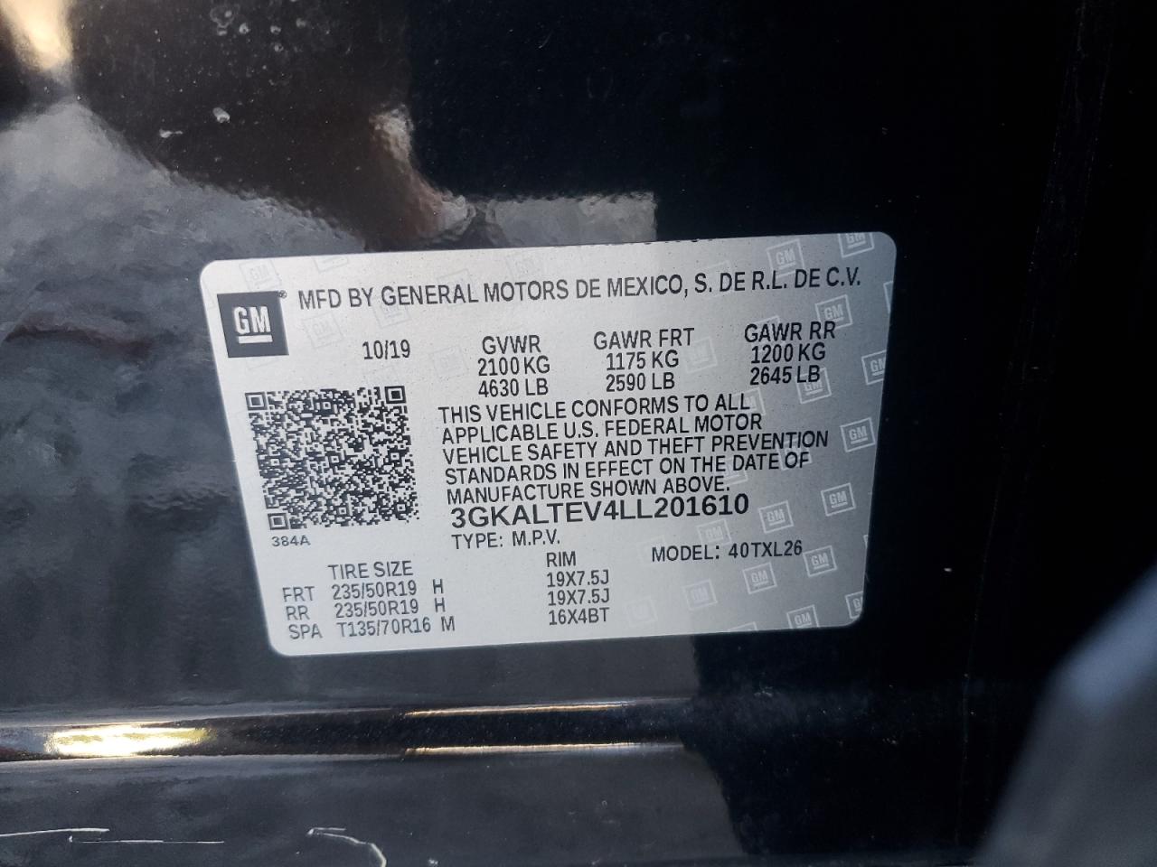 2020 GMC Terrain Sle VIN: 3GKALTEV4LL201610 Lot: 90375025