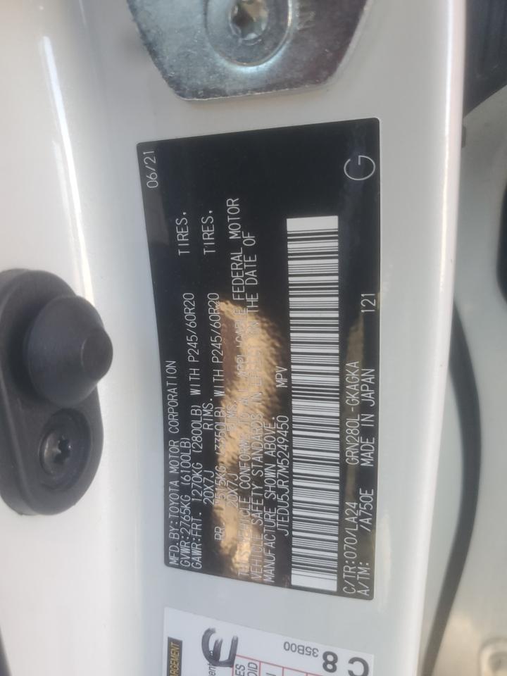 2021 Toyota 4Runner Night Shade VIN: JTEDU5JR7M5249450 Lot: 82611875