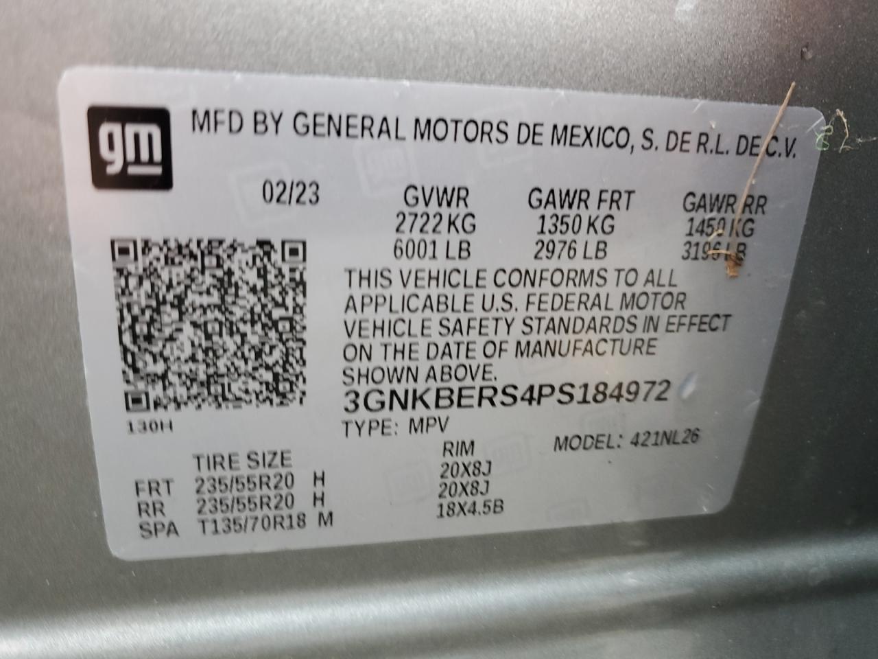 2023 Chevrolet Blazer Rs VIN: 3GNKBERS4PS184972 Lot: 85512875