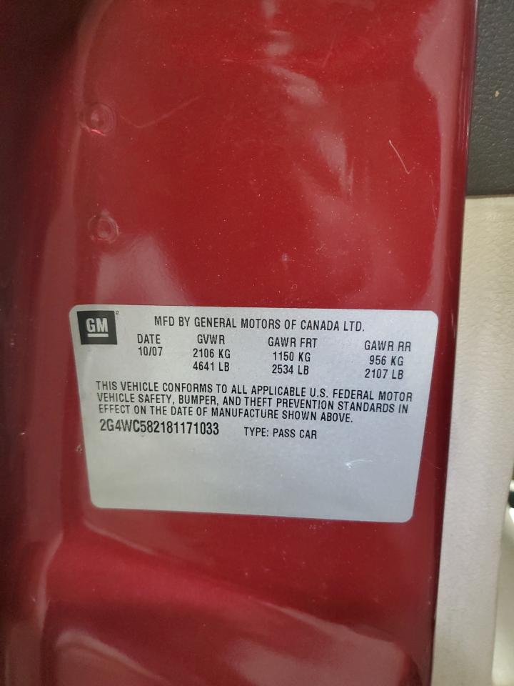 2008 Buick Lacrosse Cx VIN: 2G4WC582181171033 Lot: 90245655