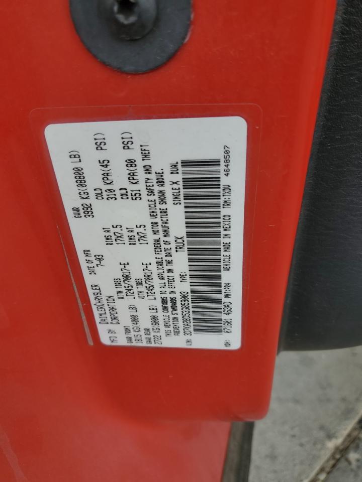 2003 Dodge Ram 2500 St VIN: 3D7KA28D53G859003 Lot: 81946175