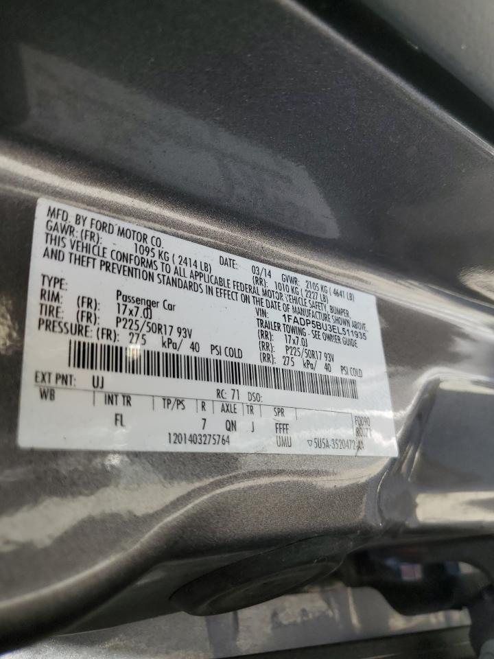 2014 Ford C-Max Sel VIN: 1FADP5BU3EL511935 Lot: 90349185