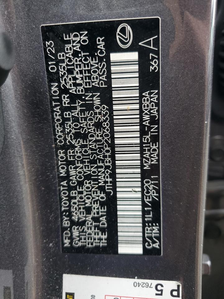 2023 Lexus Ux 250H Premium VIN: JTHP9JBH0P2068339 Lot: 81981305