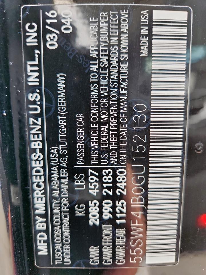 2016 Mercedes-Benz C 300 VIN: 55SWF4JB0GU152130 Lot: 71904775