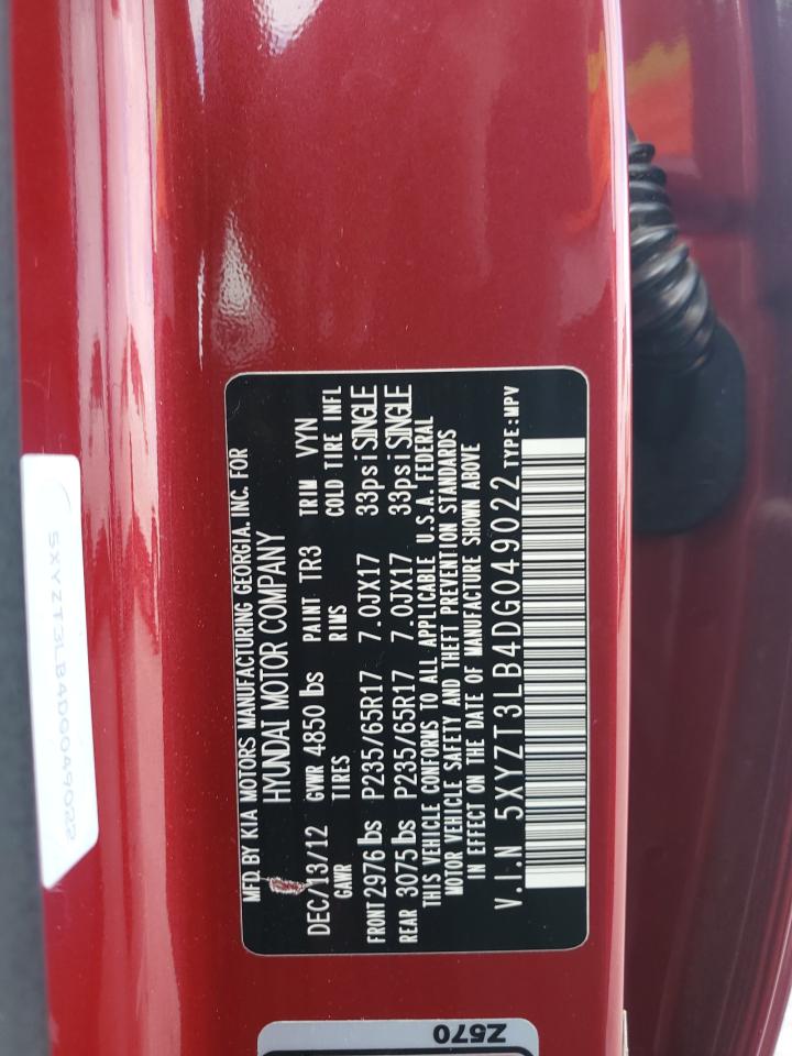 2013 Hyundai Santa Fe Sport VIN: 5XYZT3LB4DG049022 Lot: 84657875