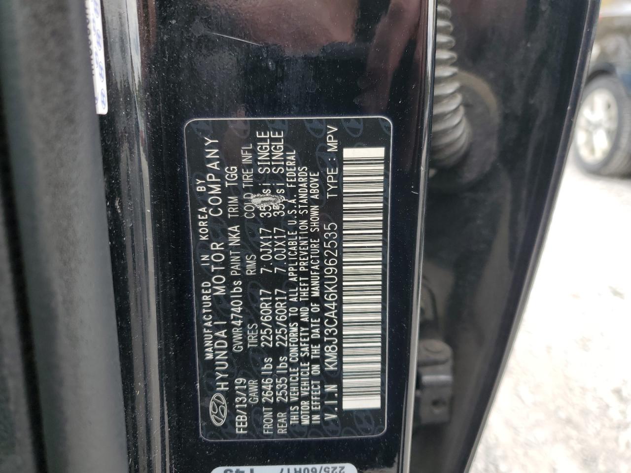 2019 Hyundai Tucson Limited VIN: KM8J3CA46KU962535 Lot: 90079535